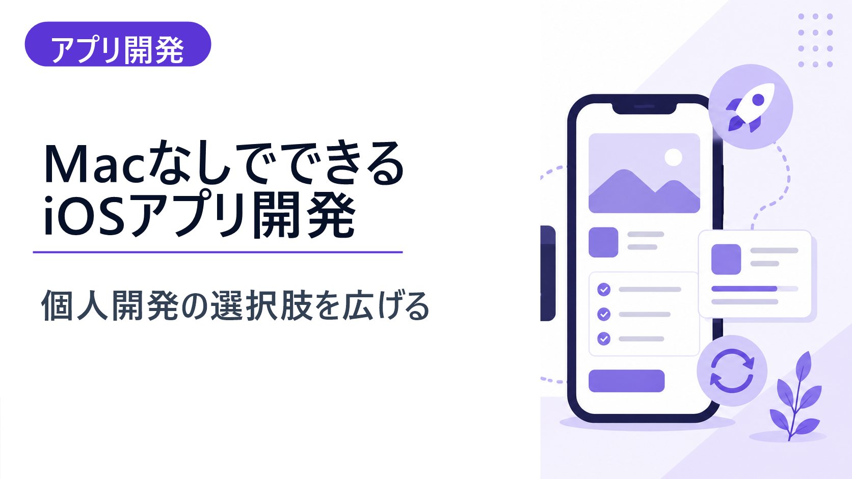 スマホUIでMacなしのiOSアプリ開発を表すイメージ